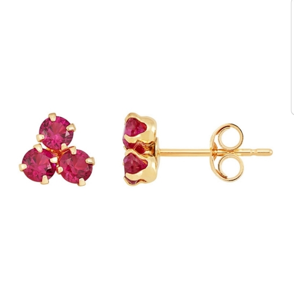 Ruby button stud in 10 k gold - Picture 5 of 5